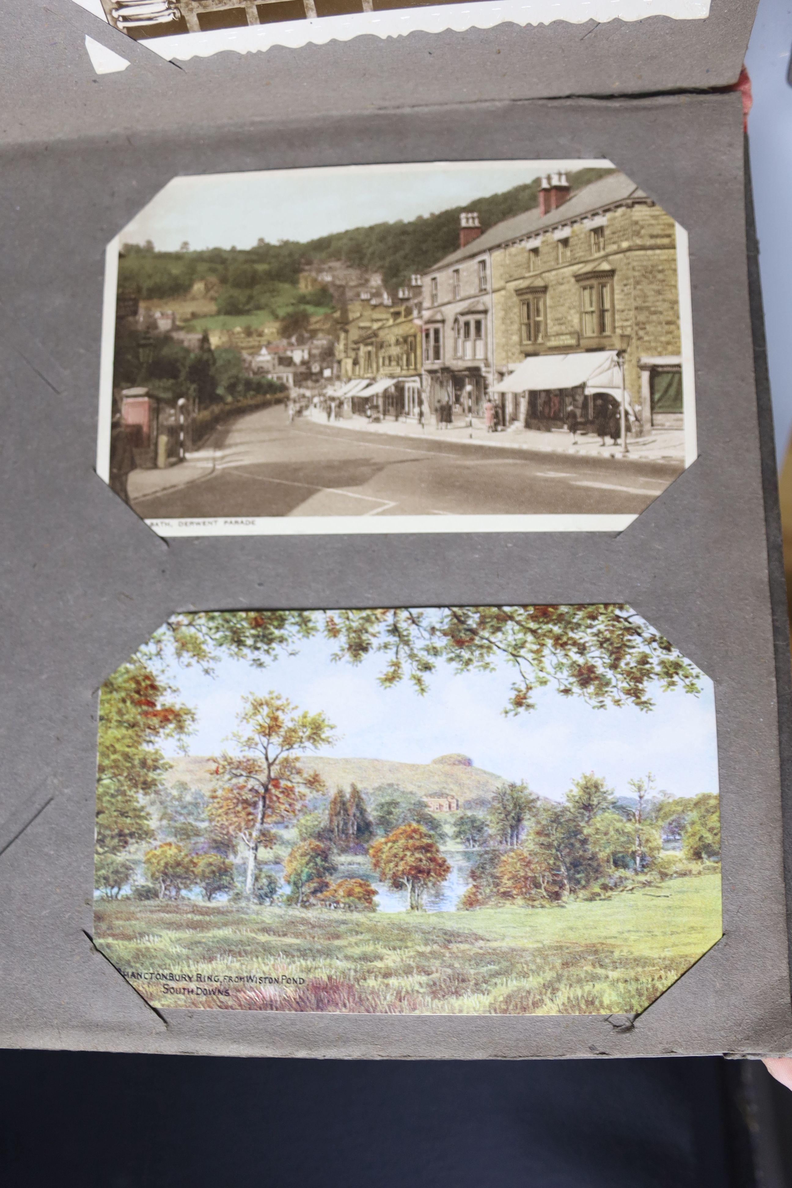 Two albums of Edwardian and later postcards, including Sussex, Kent, Surrey and seaside resort views